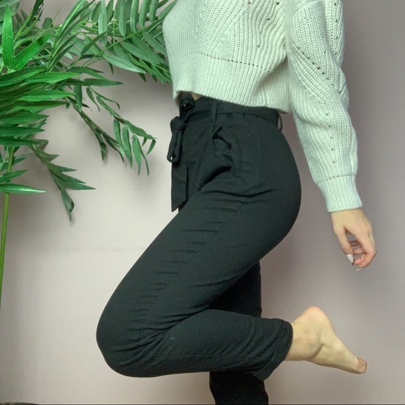 Zara Paperbag Waist Tie Pants - Picture 2 of 7